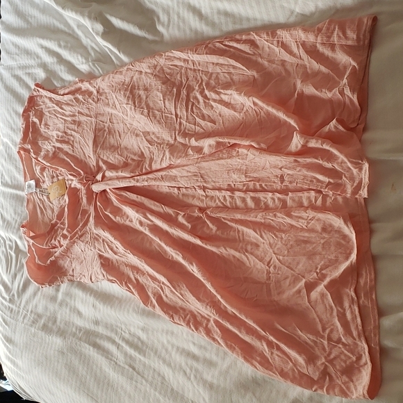 Kona Sol Twist-Front Midi Cover Up Dress in Pink Size L - Picture 3 of 10